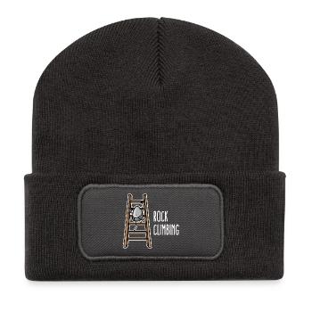 Klettern Freiklettern Berg Karabiner Kletterpark - Recycelte Patch Beanie - Dunkelgrau - Vorne