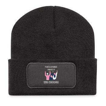 Freunde sind Familienmitglieder, die du dir aussuchst - Recycelte Patch Beanie - Dunkelgrau - Vorne