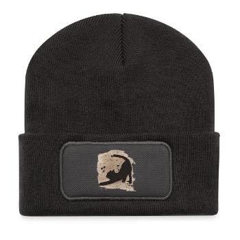 Sitzende katze HG, dunkel, silhouetten, coole Tees - Recycelte Patch Beanie - Dunkelgrau - Vorne