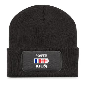 Georgien und Frankreich ernähren sich zu 100% - Recycelte Patch Beanie - Dunkelgrau - Vorne