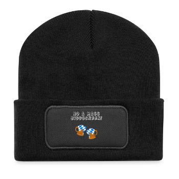 OktoberfestStatement, no a Mass, Sprüche Bayrisch - Recycelte Patch Beanie - Schwarz - Vorne