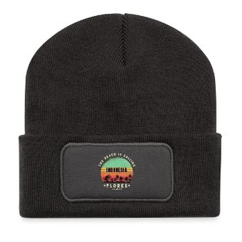 Design de plage Flores Indonésie - Beanie recyclé à patch - charbon - Devant