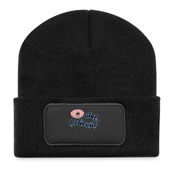 Süßigkeiten Lecker Donut Nachspeise Statement - Recycelte Patch Beanie - Schwarz - Vorne