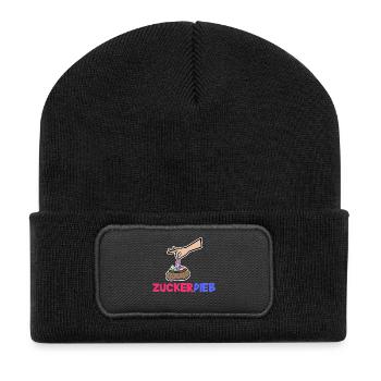 Bonbon Statement Süßigkeiten Naschkatzen Lecker - Recycelte Patch Beanie - Schwarz - Vorne