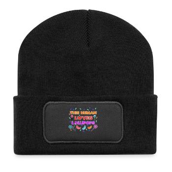 Lecker Bonbon Statement Süßigkeiten Naschkatzen - Recycelte Patch Beanie - Schwarz - Vorne