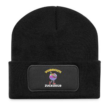 Süßigkeiten Schokolade Nachspeise Statement Lecker - Recycelte Patch Beanie - Schwarz - Vorne