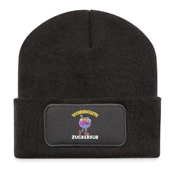 Süßigkeiten Schokolade Nachspeise Statement Lecker - Recycelte Patch Beanie - Dunkelgrau - Vorne