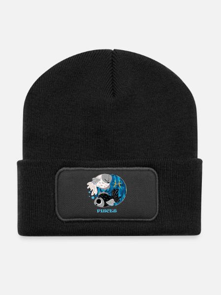 Zodiac sign Pisces - Recycled Patch Beanie - black