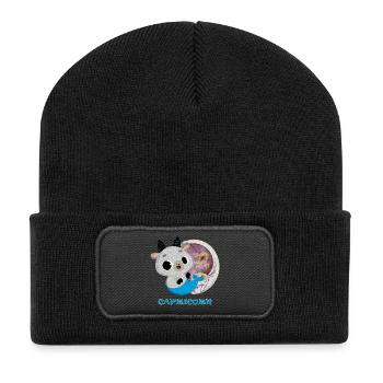 Sternzeichen Steinbock - Recycelte Patch Beanie - Schwarz - Vorne
