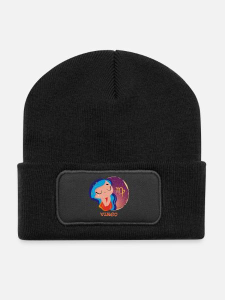 Signe du zodiaque Vierge - Beanie recyclé à patch - noir