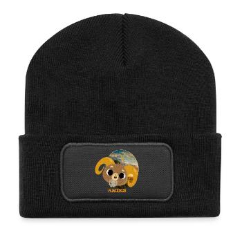 Signe du zodiaque Bélier - Beanie recyclé à patch - noir - Devant