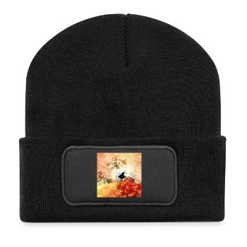 Wonderful flowers with piano and key notes. - Recycled Patch Beanie - black - Front