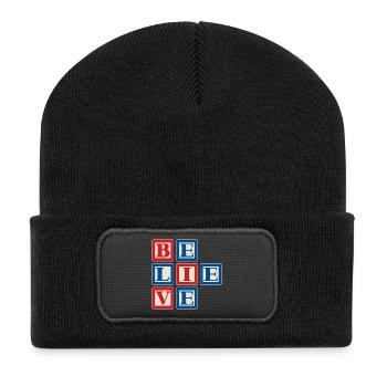 Glauben 2 - Recycelte Patch Beanie - Schwarz - Vorne