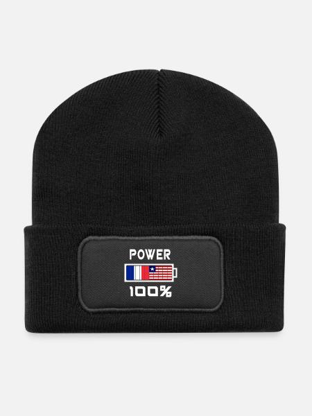 Liberia und Frankreich sind an der Macht - Recycelte Patch Beanie - Schwarz