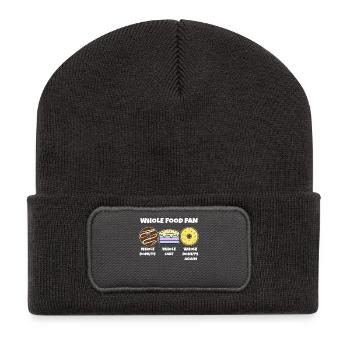 Délicieux Snack Donut Cake Sweets Déclaration - Beanie recyclé à patch - charbon - Devant