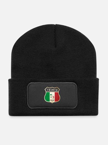 Trento Italie Armoiries Drapeaux Design - Beanie recyclé à patch - noir