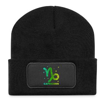 Konstellation Sterne Steinbock Tierkreis Esoterik - Recycelte Patch Beanie - Schwarz - Vorne