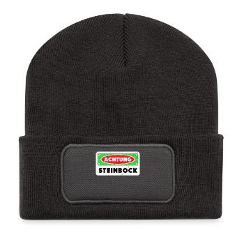 Sternzeichen Steinbock Galaxie Statement Horoskop - Recycelte Patch Beanie - Dunkelgrau - Vorne