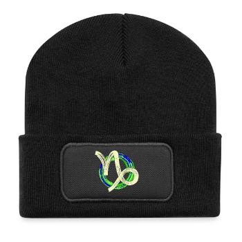 Astrologie Signe du zodiaque Capricorne Galaxie Ésotérisme - Beanie recyclé à patch - noir - Devant