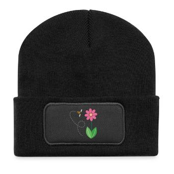 The Flower and the Bee - Recycled Patch Beanie - black - Front
