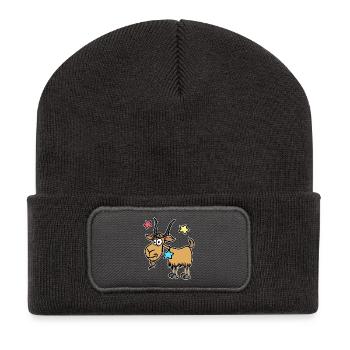 Steinbock Gestirne Esoterik Tierkreis Galaxie - Recycelte Patch Beanie - Dunkelgrau - Vorne