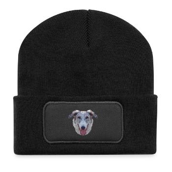 coole hundemotive, Barsoi gesicht - Recycelte Patch Beanie - Schwarz - Vorne