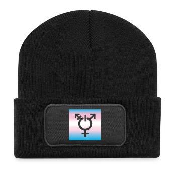 transgender flag LBGTQ queer symbol tolerance CSD - Recycled Patch Beanie - black - Front