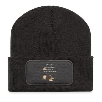 kaffee fan, really bad omen, oberteil mit kaffeesp - Recycelte Patch Beanie - Dunkelgrau - Vorne