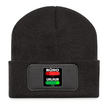BÜRO OFF - URLAUB ON - SPRÜCHE - Recycelte Patch Beanie - Dunkelgrau - Vorne