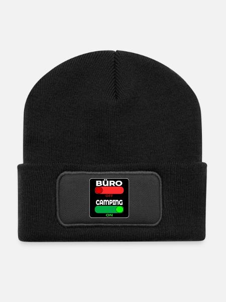 CAMPING SPRÜCHE - Recycelte Patch Beanie - Schwarz