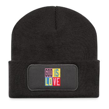 Gott ist Liebe - Recycelte Patch Beanie - Dunkelgrau - Vorne
