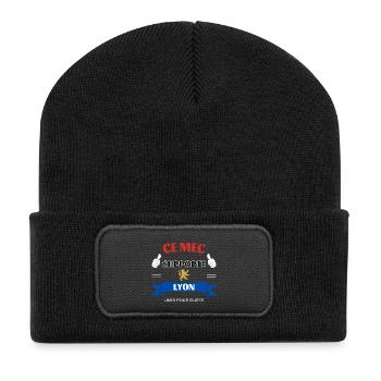 Ce mec supporte Lyon - Beanie recyclé à patch - noir - Devant