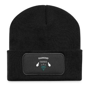 Diamond Hands Krypto - Recycelte Patch Beanie - Schwarz - Vorne
