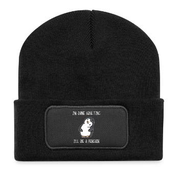 Déclaration d’oiseaux de mer du pôle Sud Sweet Penguin Animal Zoo - Beanie recyclé à patch - noir - Devant