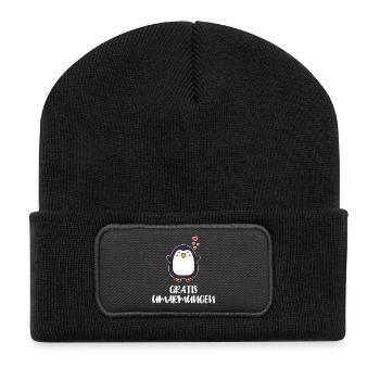 Süß Pinguin Statement Herz Tier Vogel Arktis - Recycelte Patch Beanie - Schwarz - Vorne