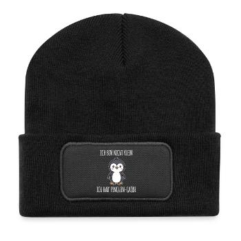 Tier Vogel Süß Pinguin Vogel Arktis Zoo Statement - Recycelte Patch Beanie - Schwarz - Vorne