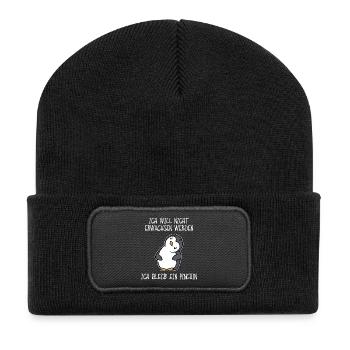 Zoo Süß Tier Pinguin Statement Seevogel - Recycelte Patch Beanie - Schwarz - Vorne