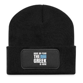 Have No Fear The Greek Is Here Griechen - Recycelte Patch Beanie - Schwarz - Vorne