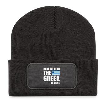 Have No Fear The Greek Is Here Griechen - Recycelte Patch Beanie - Dunkelgrau - Vorne