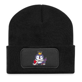 Cool Tier Pinguin Vogel Zoo Seevogel - Recycelte Patch Beanie - Schwarz - Vorne