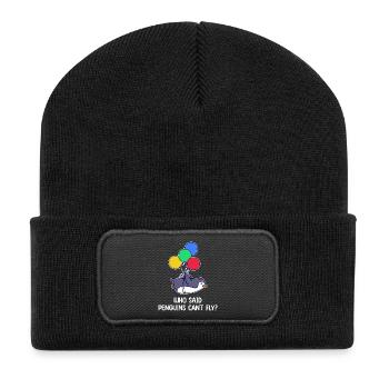 Penguin Bird Déclaration Animal Balloon humoristique - Beanie recyclé à patch - noir - Devant