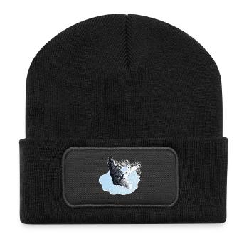 meerestiere, Buckelwal, walliebhaber - Recycelte Patch Beanie - Schwarz - Vorne