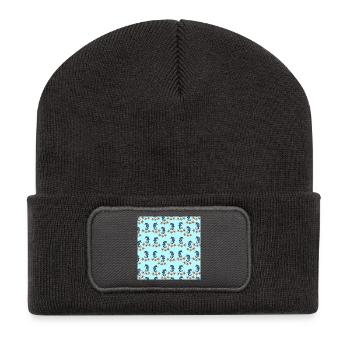 sommerkleidung tiermuster, Seepferdchenmuster - Recycelte Patch Beanie - Dunkelgrau - Vorne