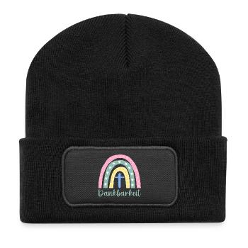 CHRISTLICHER GLAUBE - DANKBARKEIT KREUZ - Recycelte Patch Beanie - Schwarz - Vorne