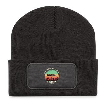 Toliara Madagaskar Strand Design - Recycelte Patch Beanie - Dunkelgrau - Vorne