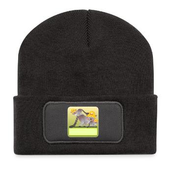 NAME GIFTS HOUSE BUILDING NEW CONSTRUCTION RACCOONS - Recycled Patch Beanie - dark grey - Front