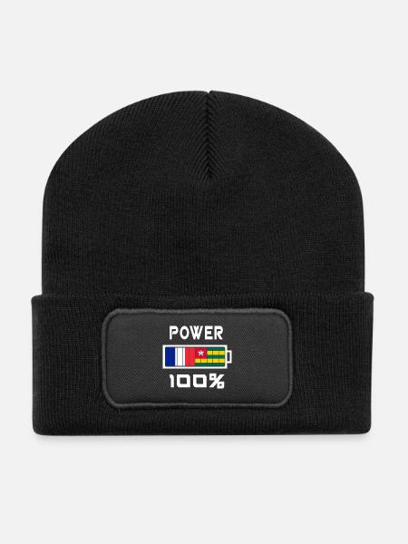 Togo et France Power 100 % - Beanie recyclé à patch - noir