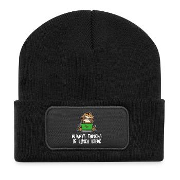 Sloth Lazy Animal Statement Vegetarian Mammal - Recycled Patch Beanie - black - Front