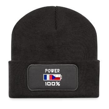 Tschechische Republik und Frankreich Power 100% - Recycelte Patch Beanie - Dunkelgrau - Vorne