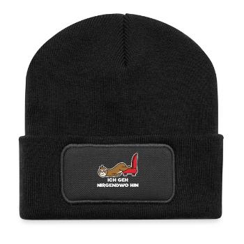 Tier Faul Statement Langschläfer Urwald Faultier - Recycelte Patch Beanie - Schwarz - Vorne